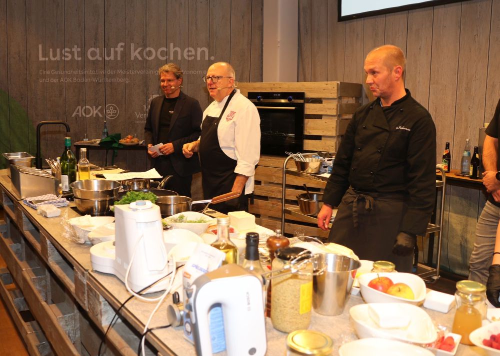AOK Kochshow mit HWS, Prinz Carl, Johannes Volk und Bürgermeister Roland Burger