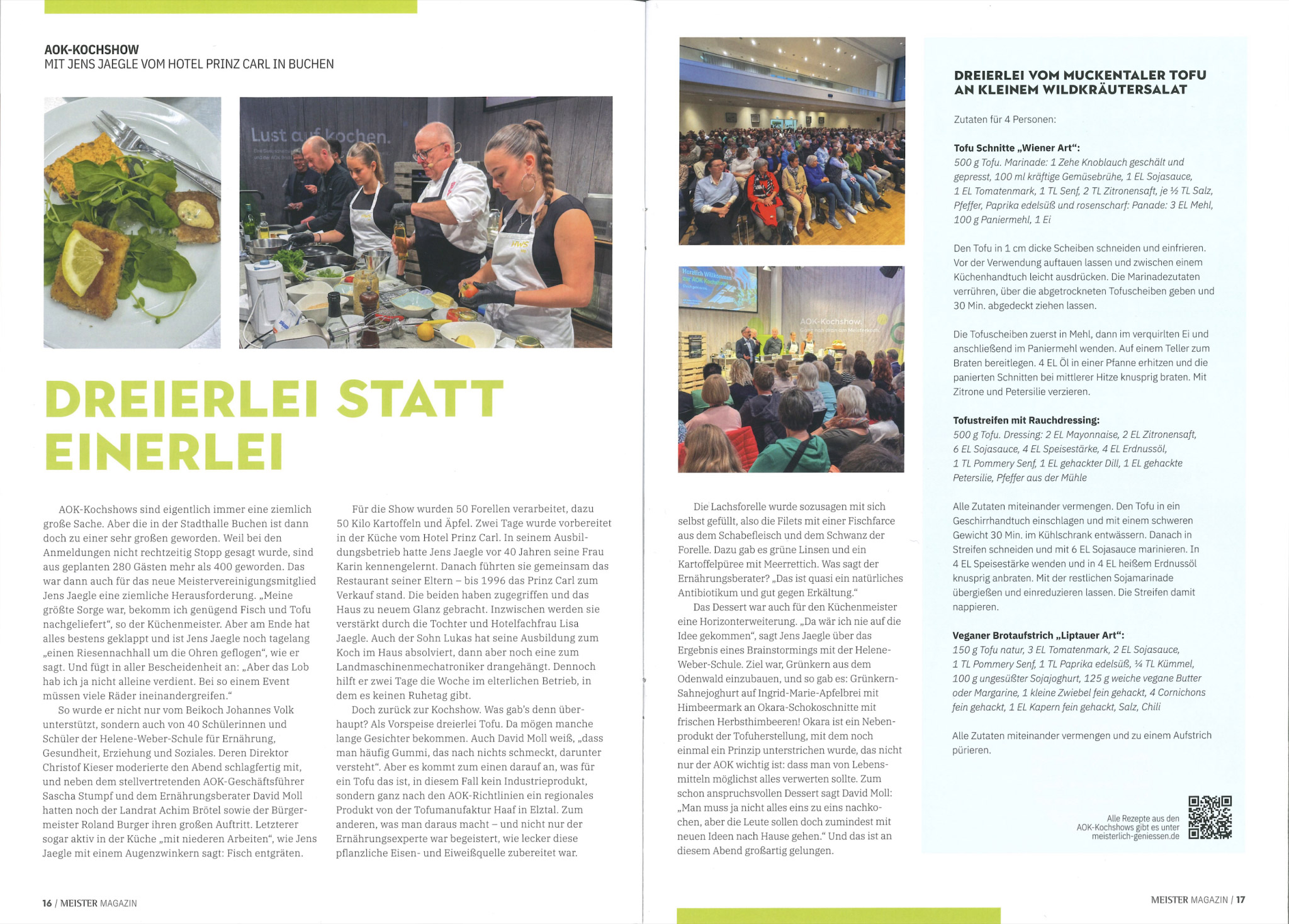 Bericht zur Kochshow im MeisterMagazin
