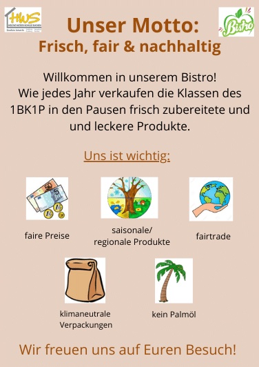 Frisch, fair & nachhaltig Motto Bistro: frisch, fair & nachhaltig