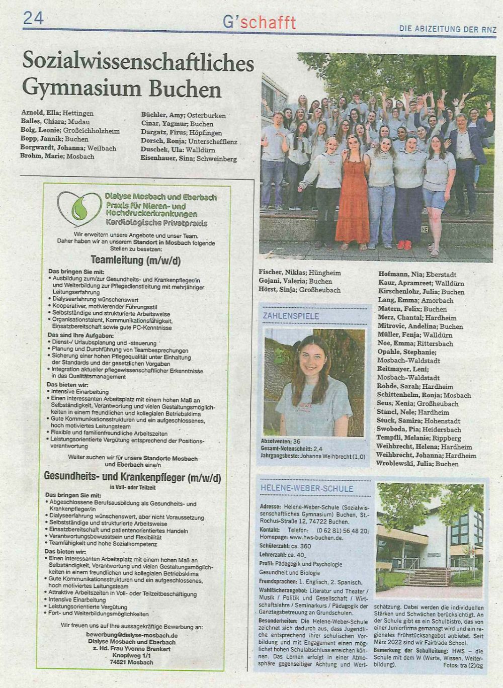 Zeitungsartikel Gschafft Abi 25